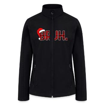 Bruh Funny Christmas Plaid Xmas Pajamas - Women’s Soft Shell Jacket - black - Front