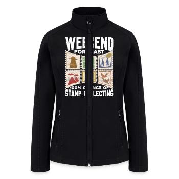 Weekend Forecast 100 Chance Of Stamp Collecting - Women’s Soft Shell Jacket - black - Front