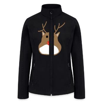 Hand drawing deer head. - Women’s Soft Shell Jacket - black - Front