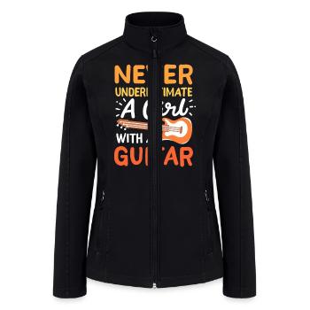 Guitar Girl Guitarist Guitar - Women’s Soft Shell Jacket - black - Front
