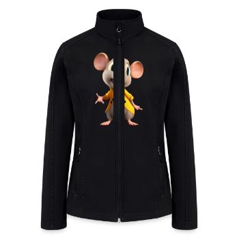 Cute mouse in a yellow jacket illustration - Women’s Soft Shell Jacket - black - Front