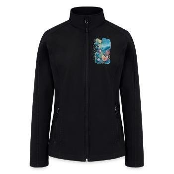 Floral Mountain Landscape - Women’s Soft Shell Jacket - black - Front