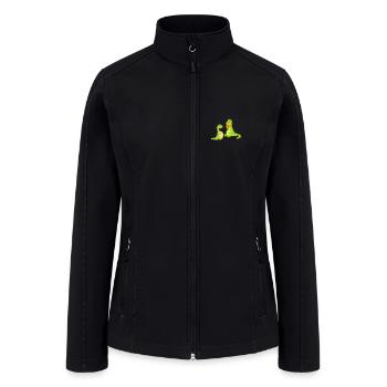 "Heartwarming Moment: Baby Dinosaur and Mother - Women’s Soft Shell Jacket - black - Front