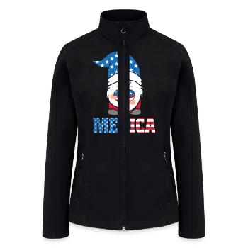 Merica Gnome American USA Flag 4th of July Gifts - Women’s Soft Shell Jacket - black - Front