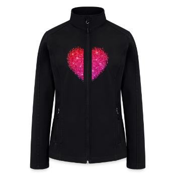 Heart Shaped Sparkling Particles - Women’s Soft Shell Jacket - black - Front
