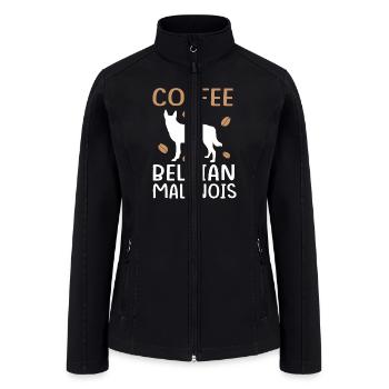 Coffee And Dog Silhouette Belgian Malinois - Women’s Soft Shell Jacket - black - Front