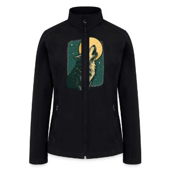 Lone wolf howl at the moon - Women’s Soft Shell Jacket - black - Front