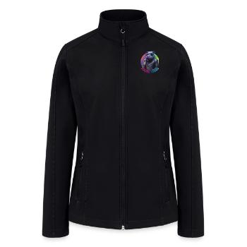 Hippopotamus in sunglasses and a leather jacket - Women’s Soft Shell Jacket - black - Front