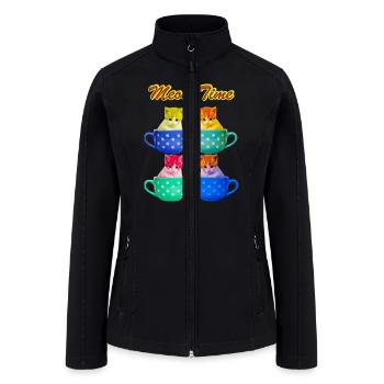 Meow Time Active - Women’s Soft Shell Jacket - black - Front