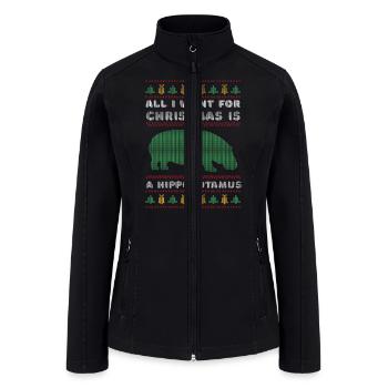 Hippo ugly Christmas Hippopotamus - Women’s Soft Shell Jacket - black - Front