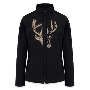 beige deer head - Women’s Soft Shell Jacket - black - Front