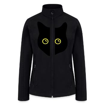 cat, black cat, cat face - Women’s Soft Shell Jacket - black - Front