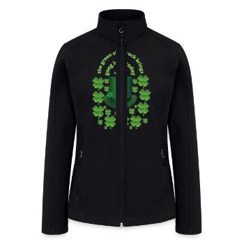 St patrick s day green shamrock - Women’s Soft Shell Jacket - black - Front
