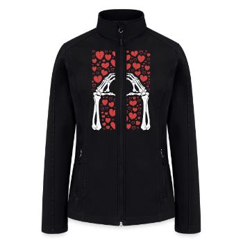Skeleton Hand Heart Valentines Day Funny Love - Women’s Soft Shell Jacket - black - Front