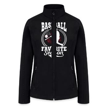 Baseball Is My Favorite Season Softball Sport Fan - Women’s Soft Shell Jacket - black - Front