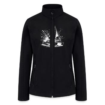 Sailing Boat Double Hull Catamaran With Sails - Women’s Soft Shell Jacket - black - Front