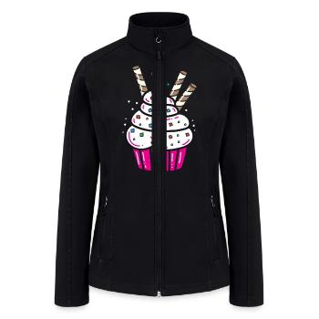 Cupcake White Frosting Baking Pastry Sweet Tooth - Women’s Soft Shell Jacket - black - Front