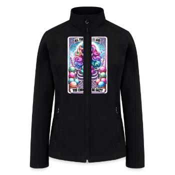 Funny Skeleton Salty Tarot Card, Funny Tarot Card - Women’s Soft Shell Jacket - black - Front