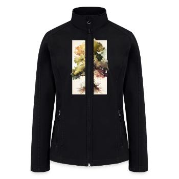Colorful Watercolor Oak Tree Art - Women’s Soft Shell Jacket - black - Front