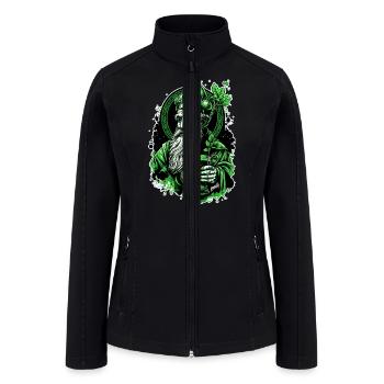 Funny Drunk Saint Patrick drinking beer by gnarly - Women’s Soft Shell Jacket - black - Front