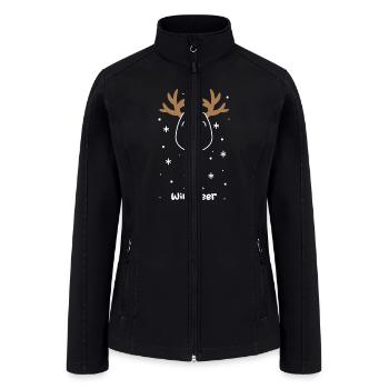 Funny Christmas Winedeer Wine Deer Reindeer - Women’s Soft Shell Jacket - black - Front