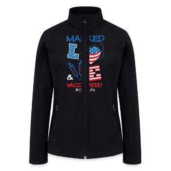 Masked LOVE Vaccinated USA Flag 4th of July Gifts - Women’s Soft Shell Jacket - black - Front