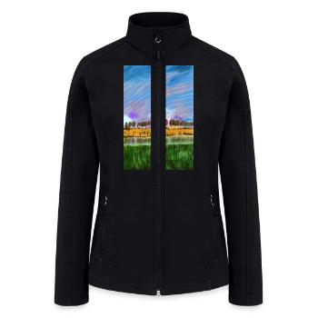 Rural scene with star trails landscape watercolor - Women’s Soft Shell Jacket - black - Front
