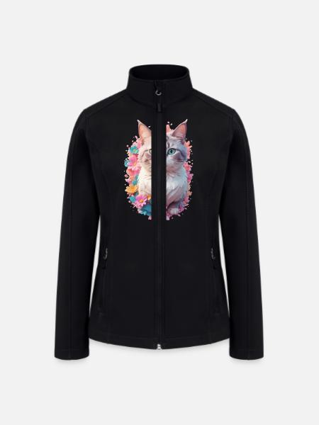 Fantasy Colorful Cat - Women’s Soft Shell Jacket - black