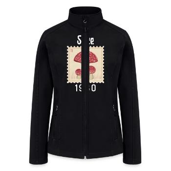 vintage mushroom stamps logo - Women’s Soft Shell Jacket - black - Front