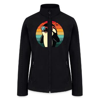 Penguin in Sunset Sunglasses - Women’s Soft Shell Jacket - black - Front