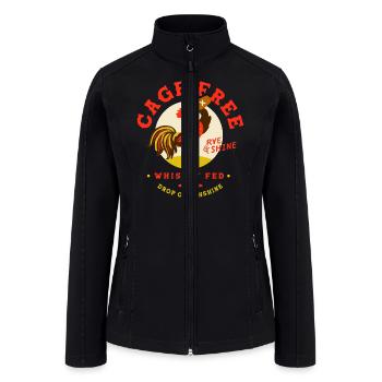 Cage Free Whiskey Fed Rye & Shine Rooster - Women’s Soft Shell Jacket - black - Front