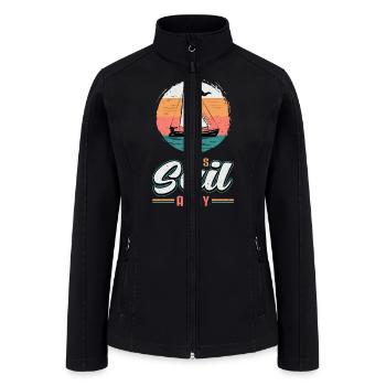 Let s Sail Away Sailing Sailor Captain Ocean - Women’s Soft Shell Jacket - black - Front