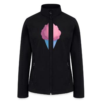 Cotton Candy Blue and Pink Watercolor - Women’s Soft Shell Jacket - black - Front