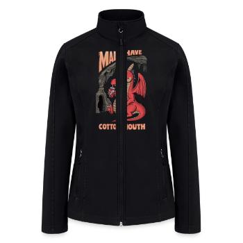 Red Cartoon Dragon with Cotton Mouth - Women’s Soft Shell Jacket - black - Front