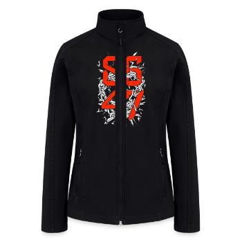 Bold "8647" Chains & Numbers Graphic Art - Women’s Soft Shell Jacket - black - Front