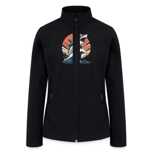 Fierce Shark Breaking Through Waves - Women’s Soft Shell Jacket