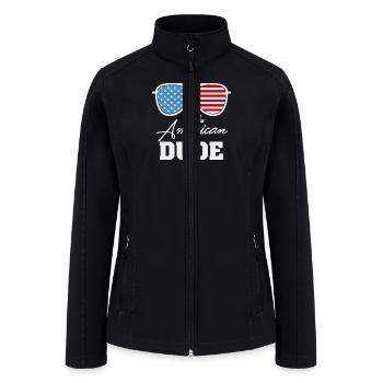 American Dude Sunglass USA Flag 4th of July Gifts - Women’s Soft Shell Jacket - black - Front