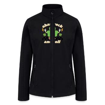 Shamrock And Roll Patrick Day Retro Shamrock - Women’s Soft Shell Jacket - black - Front