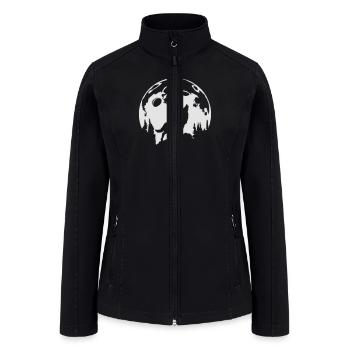 Glow-In-The-Dark Wolf Howling at the Moon - Women’s Soft Shell Jacket - black - Front