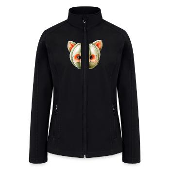 Cat Faced Pumpkin Watercolor - Women’s Soft Shell Jacket - black - Front