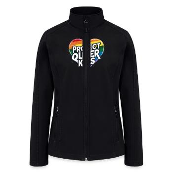 Protect Queer Kids Rainbow Heart LGBT Pride - Women’s Soft Shell Jacket - black - Front