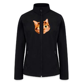 Cute Tabby Cat Face - Women’s Soft Shell Jacket - black - Front