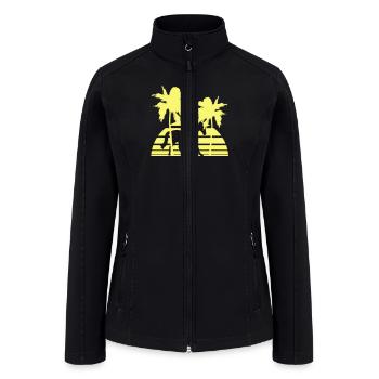Horse Riding Lines Rider Sun Palm Trees Silhouette - Women’s Soft Shell Jacket - black - Front