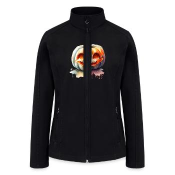 Pumpkin With Cat Face - Women’s Soft Shell Jacket - black - Front