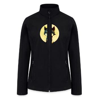 Wolf howling at the moon graphic t-shirt - Women’s Soft Shell Jacket - black - Front
