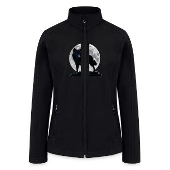 Wolf howling at the moon graphic t-shirt - Women’s Soft Shell Jacket - black - Front