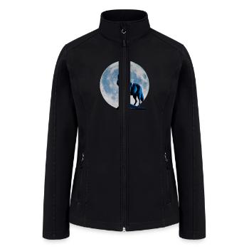 Wolf howling at the moon graphic t-shirt - Women’s Soft Shell Jacket - black - Front