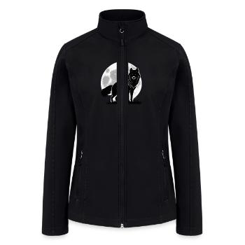 Wolf howling at the moon graphic t-shirt - Women’s Soft Shell Jacket - black - Front
