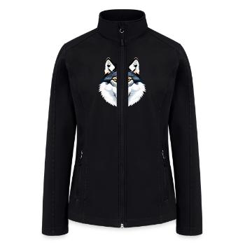 Wolf howling at the moon graphic t-shirt - Women’s Soft Shell Jacket - black - Front