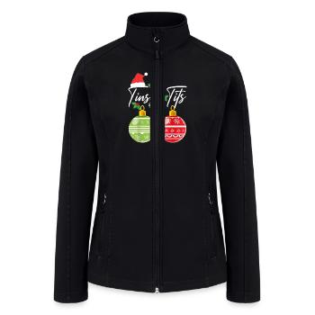 Jingle Balls Tinsel Tits Funny Christmas Matching - Women’s Soft Shell Jacket - black - Front